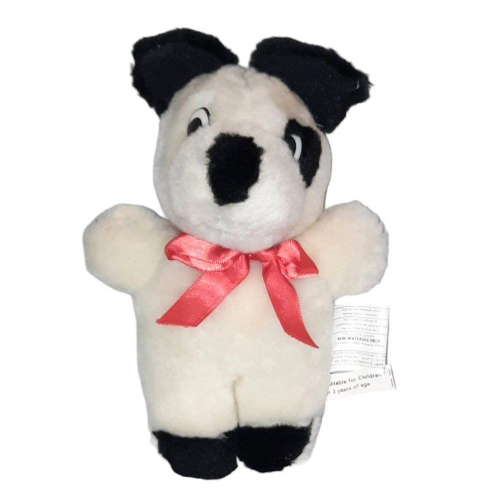 Vintage 1996 Joelson Industries White & Black Dog Plush Stuffed Animal 8"